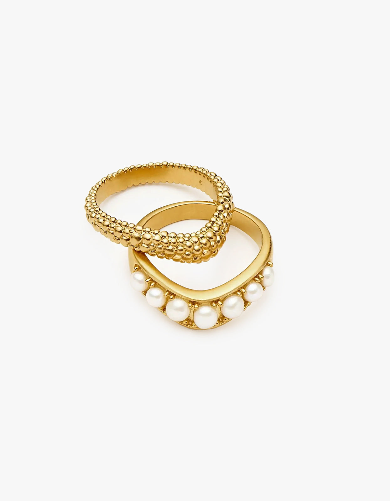 Pearl Baya Stacking Ring Set - Gold