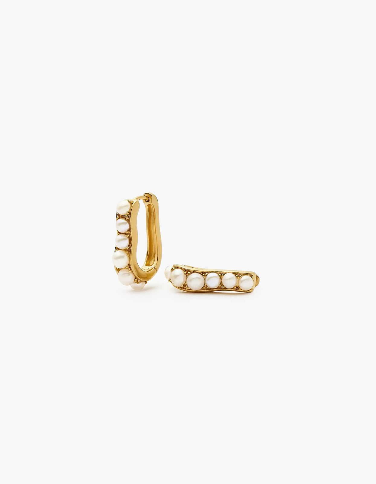 Pearl Wave Small Hoop Earrings - Gold