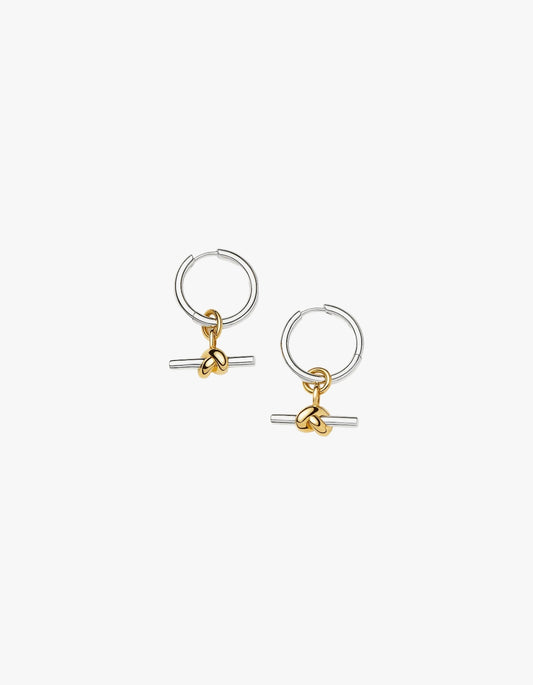 Lucy Williams Knot T-Bar Charm Hoop Earrings - Mixed Metal