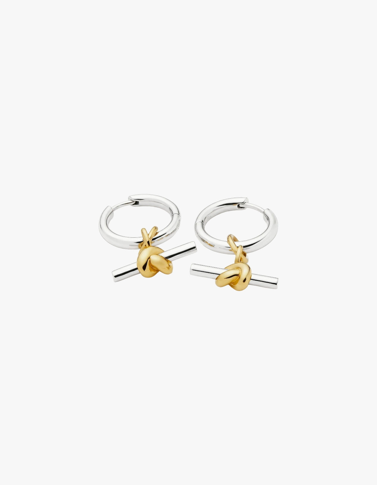 Lucy Williams Knot T-Bar Charm Hoop Earrings - Mixed Metal