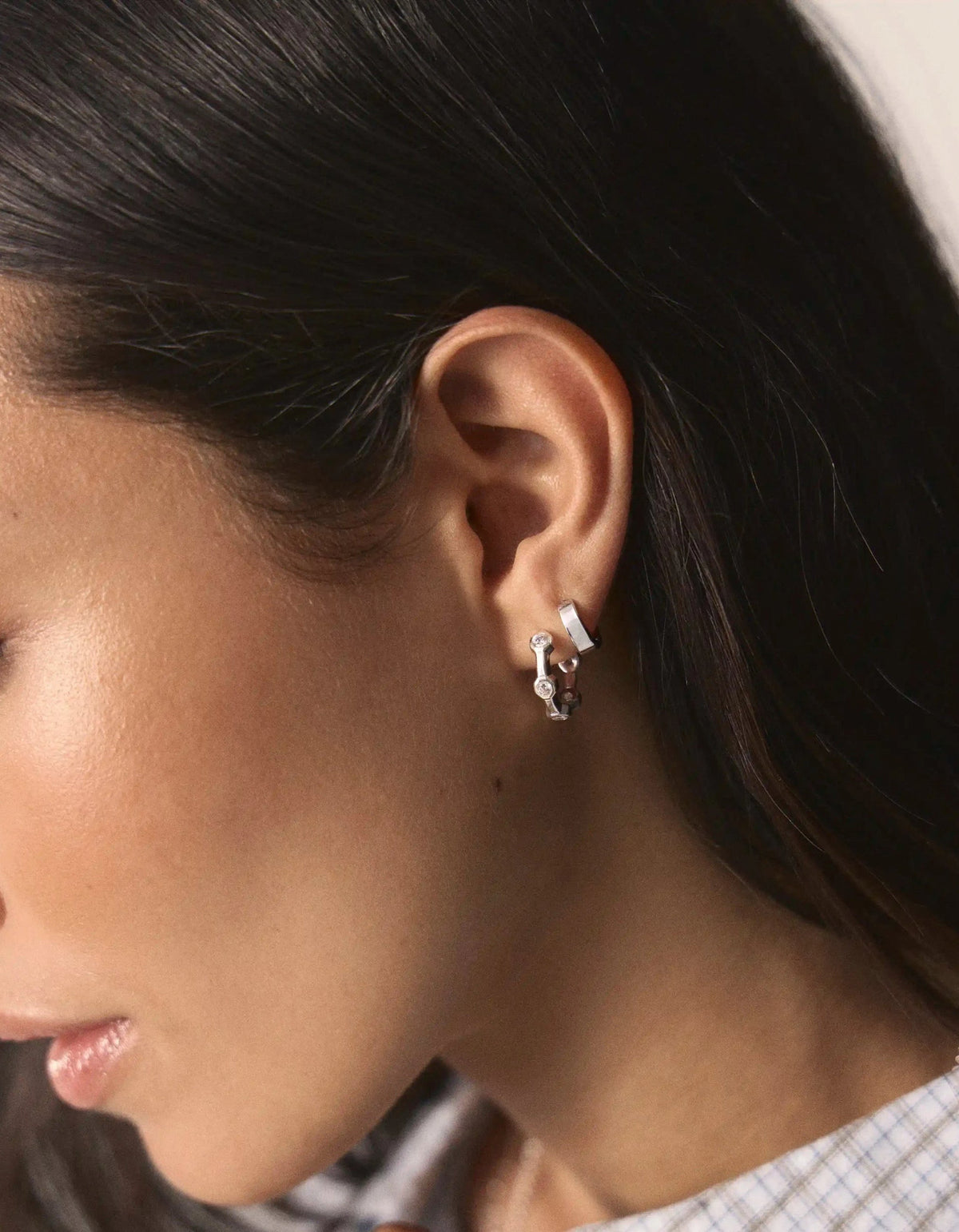 Lucy Williams Tennis Small Hoop Earrings - Silver