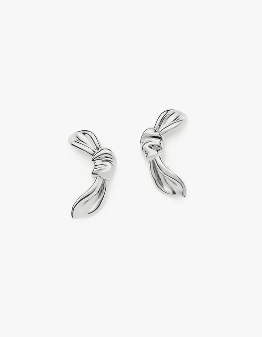 Mark Gong Bow Oversized Stud Earrings - Silver