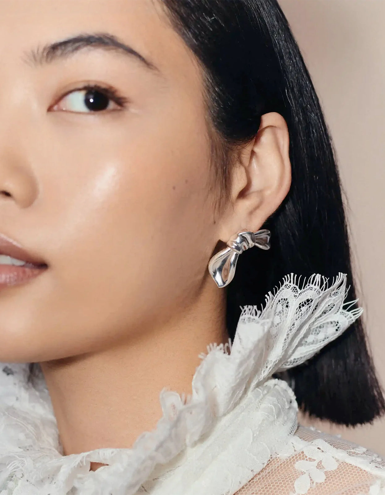 Mark Gong Bow Oversized Stud Earrings - Silver
