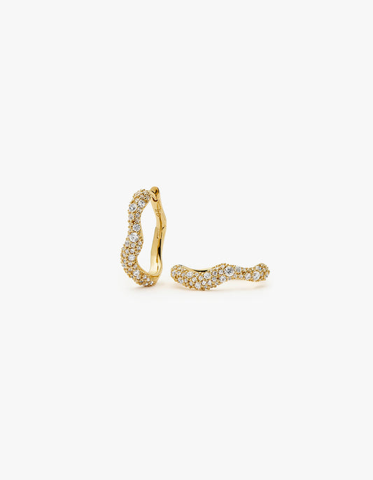 Small Molten Snow Hoop Earrings - Gold