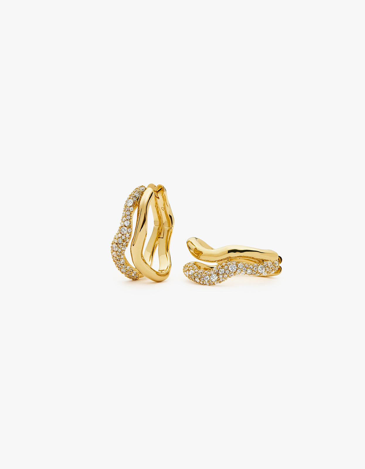 Medium Molten Snow Double Hoop Earrings - Gold