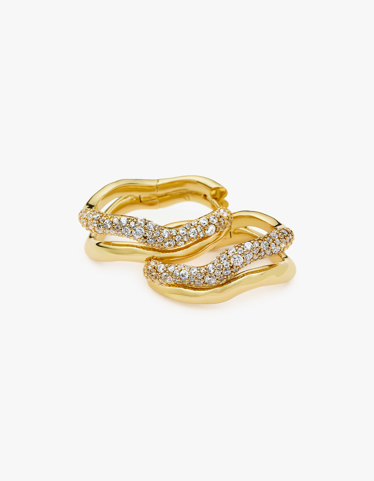 Medium Molten Snow Double Hoop Earrings - Gold