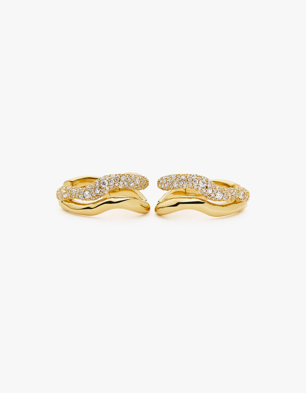 Medium Molten Snow Double Hoop Earrings - Gold
