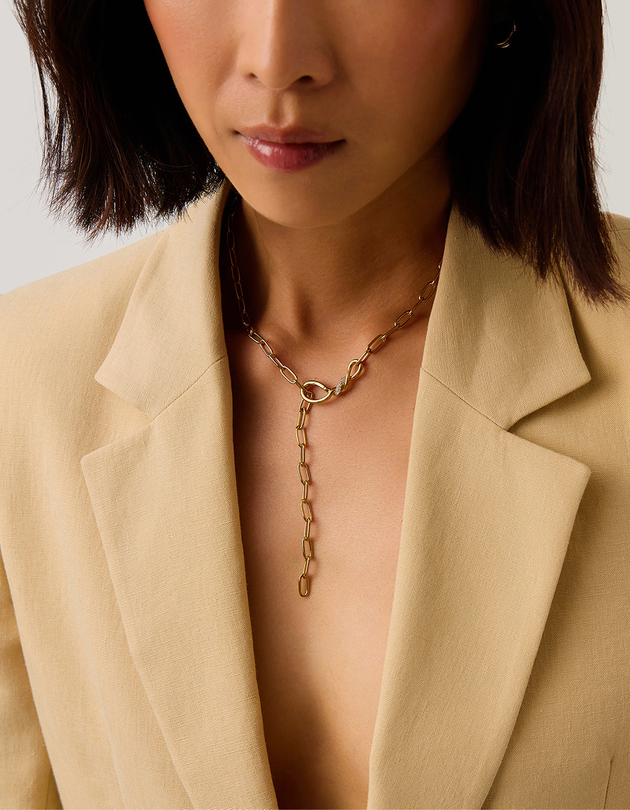 Molten Snow Paperclip Chain Necklace - Gold