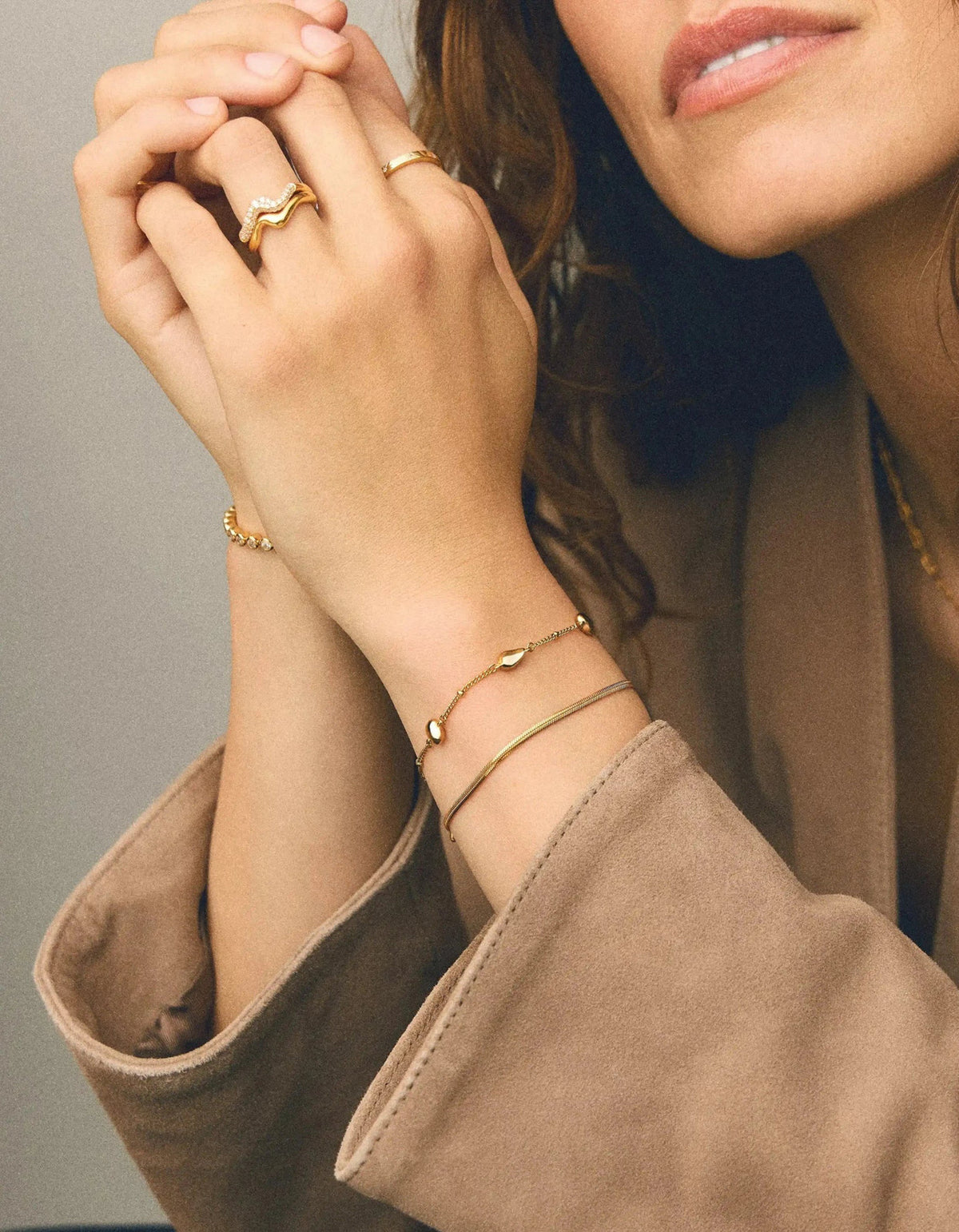 Molten Teardrop Multi Charm Bracelet - Gold