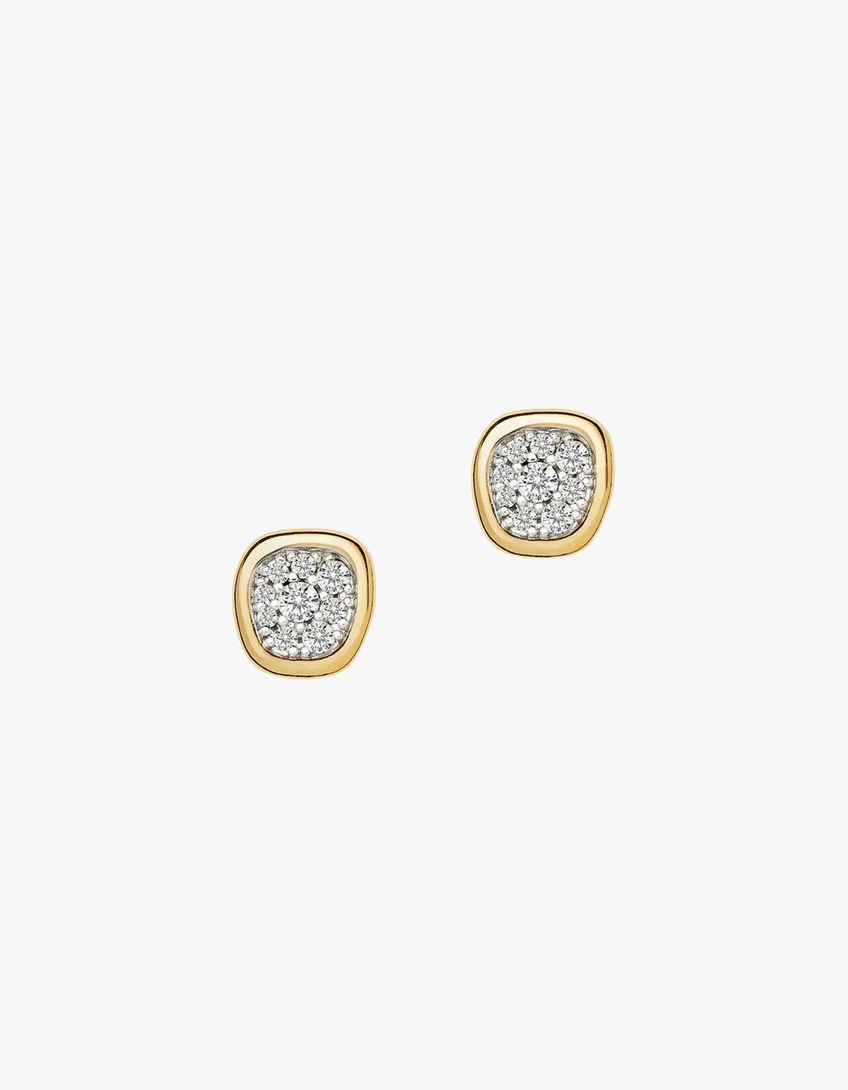 Molten Soft Square Pave Stud Earrings - Gold