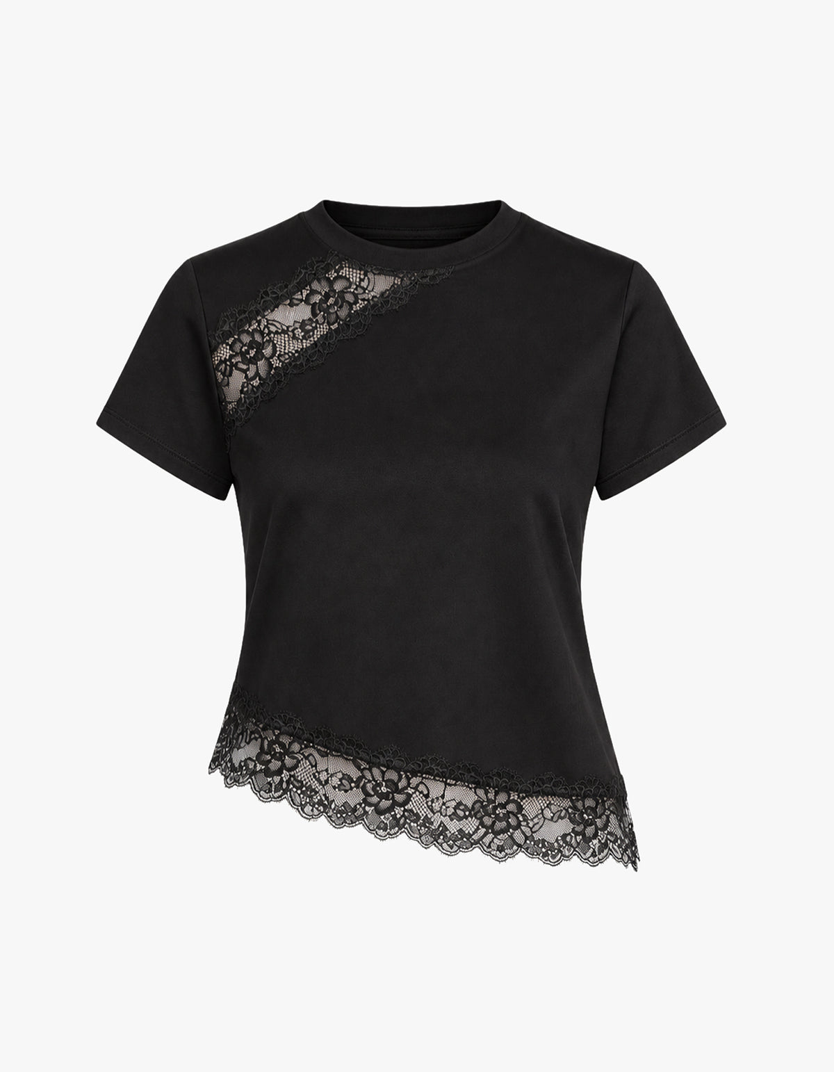 Lace Trimmed Baby Tee - Black