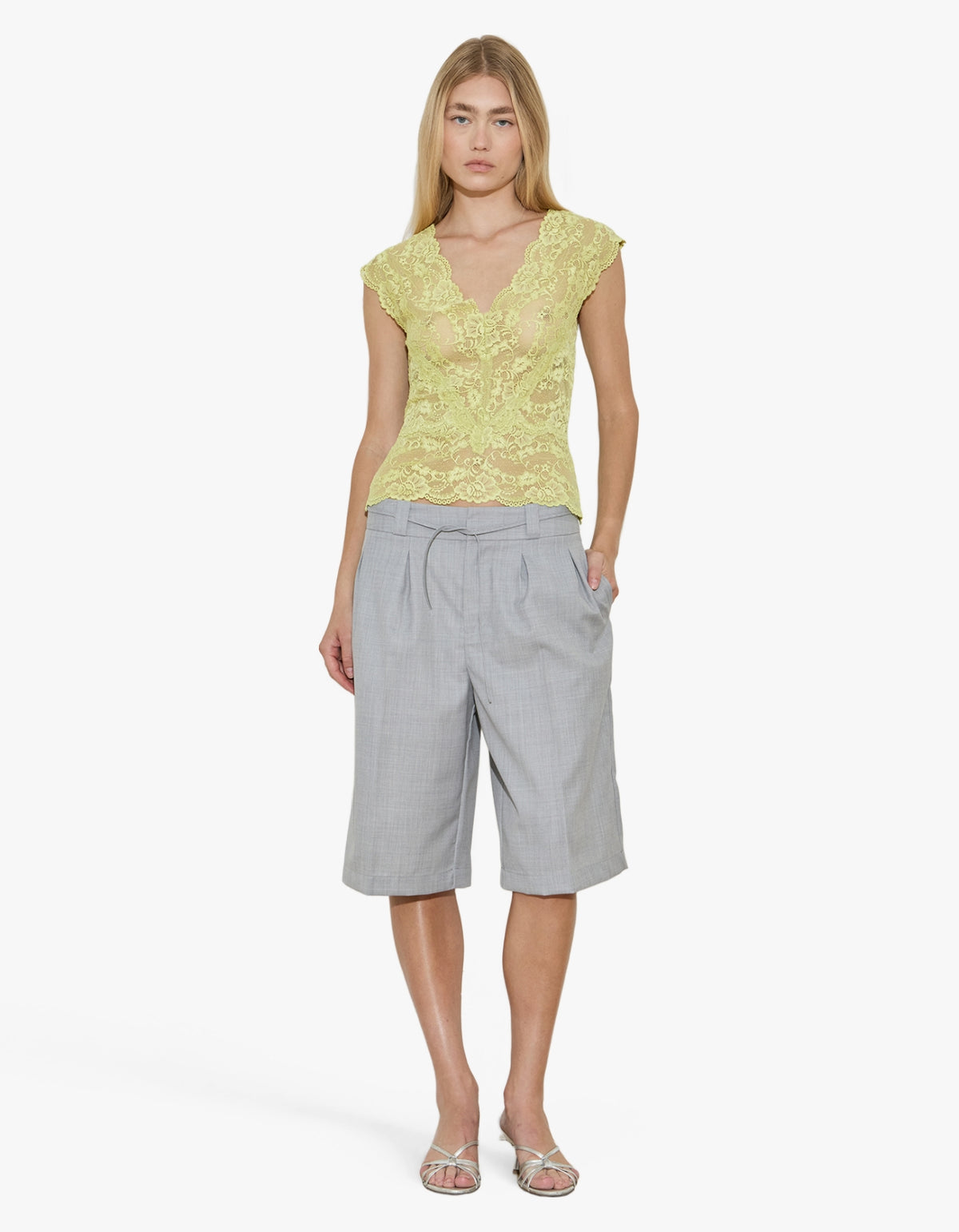 Lace Top - Chartreuse
