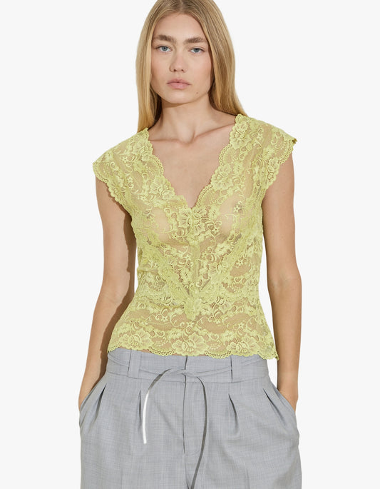 Lace Top - Chartreuse