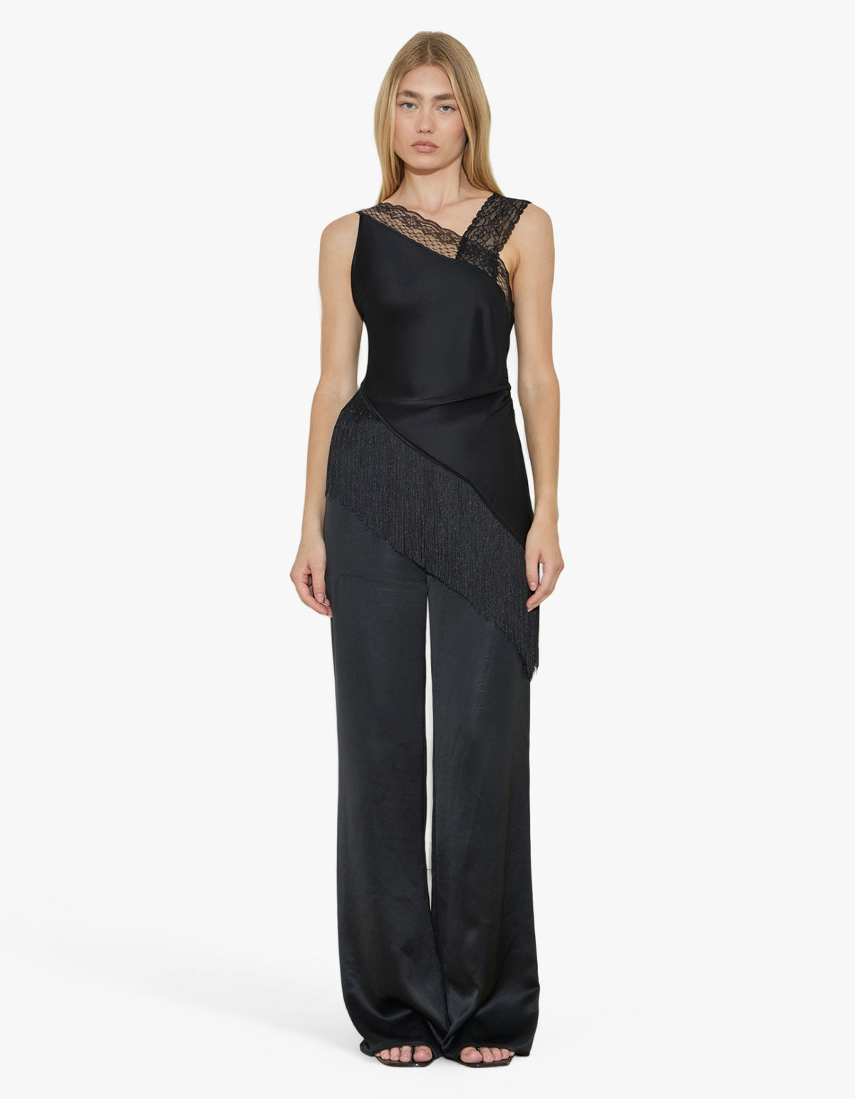 Deconstructed Fringe Top - Black