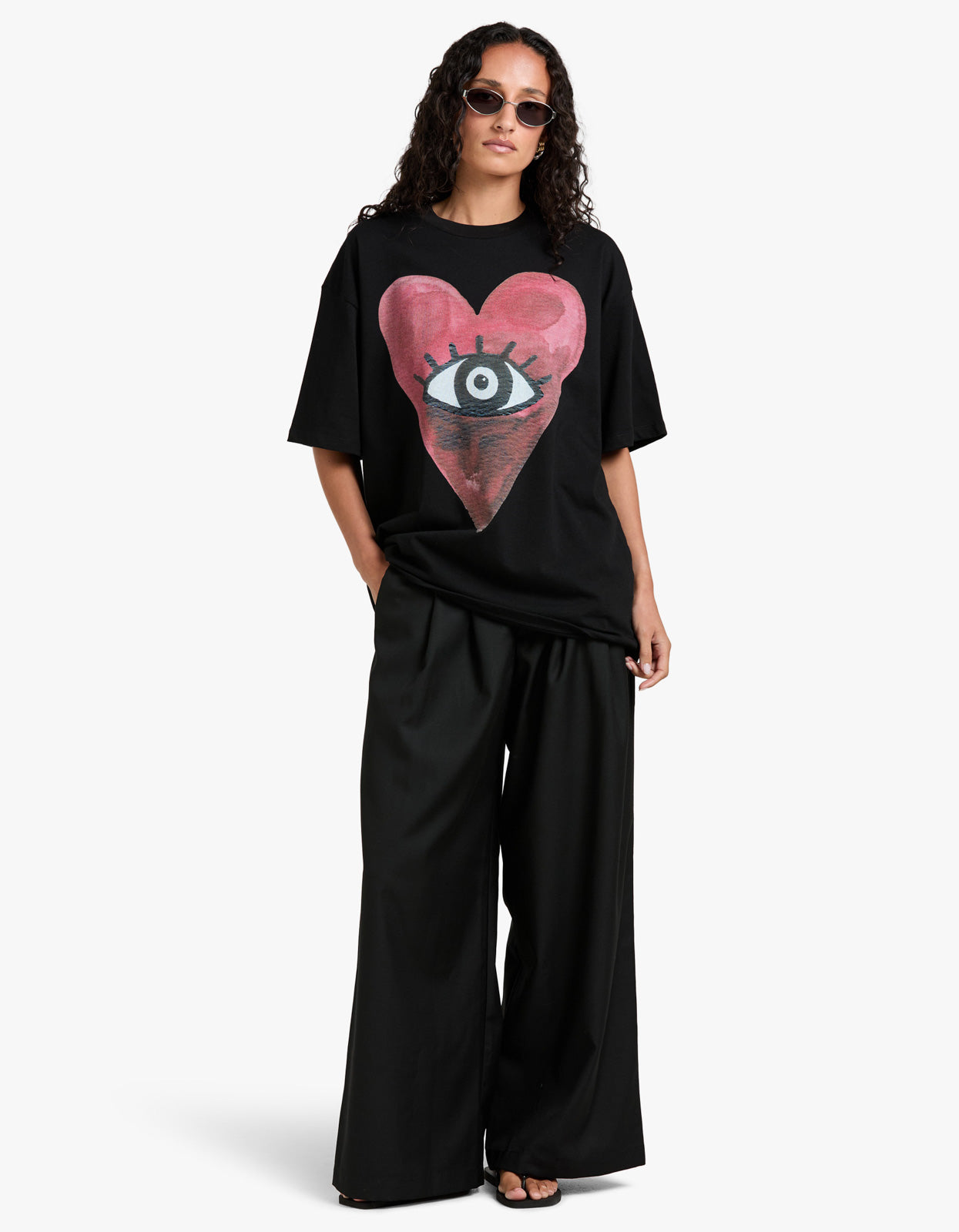 Burgundy Hearts Club Oversize Tee - Black Beauty