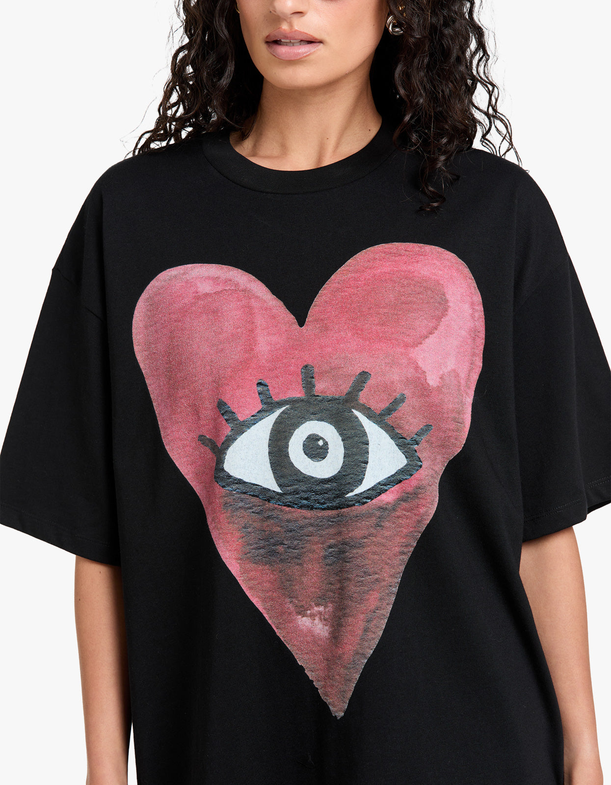 Burgundy Hearts Club Oversize Tee - Black Beauty