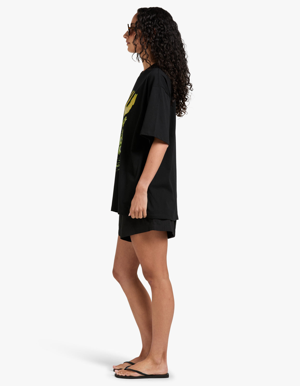 Space Cat Oversize Snow Wash Tee - Black Snow Wash