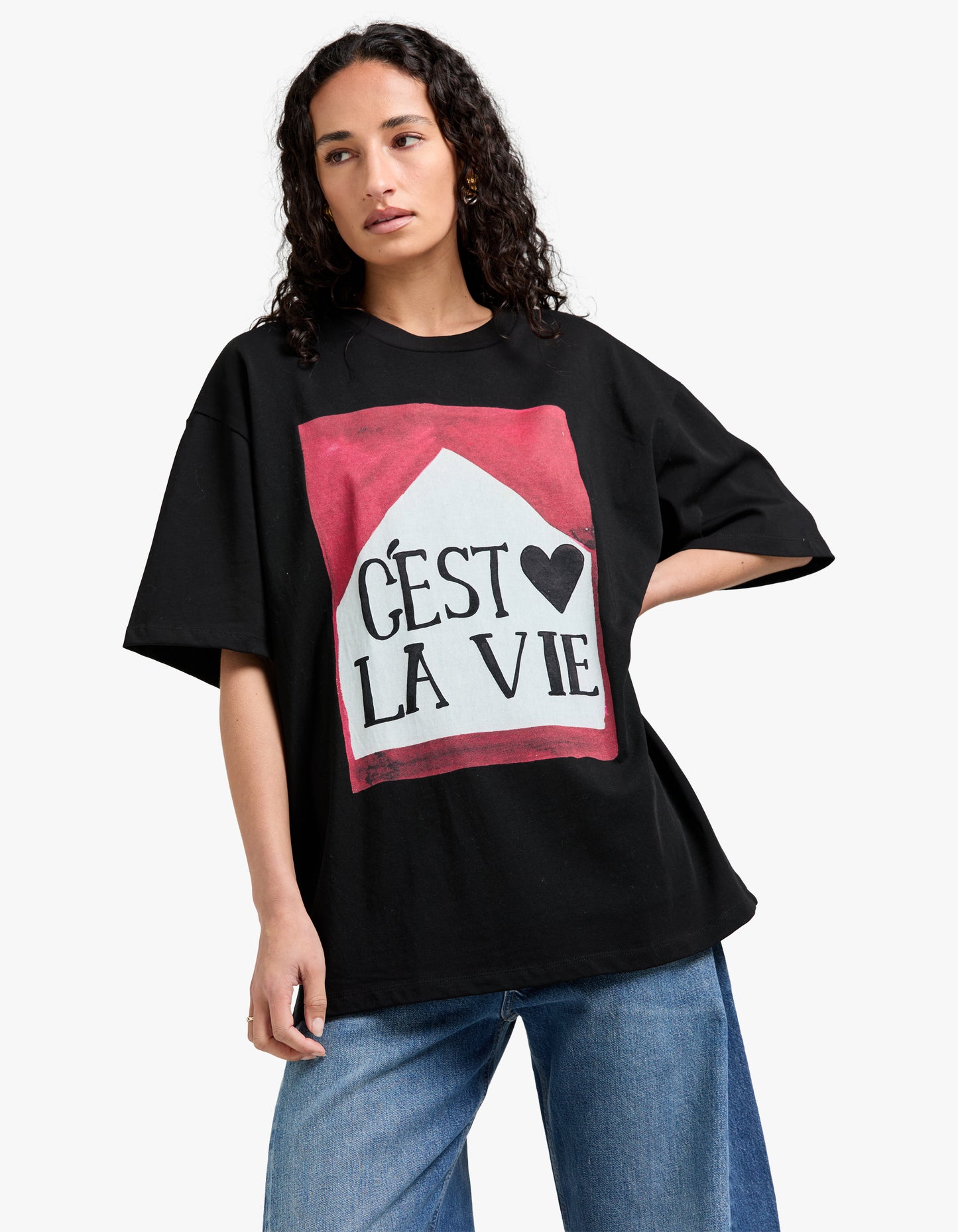 C'Est La Vie Oversize Tee - Black