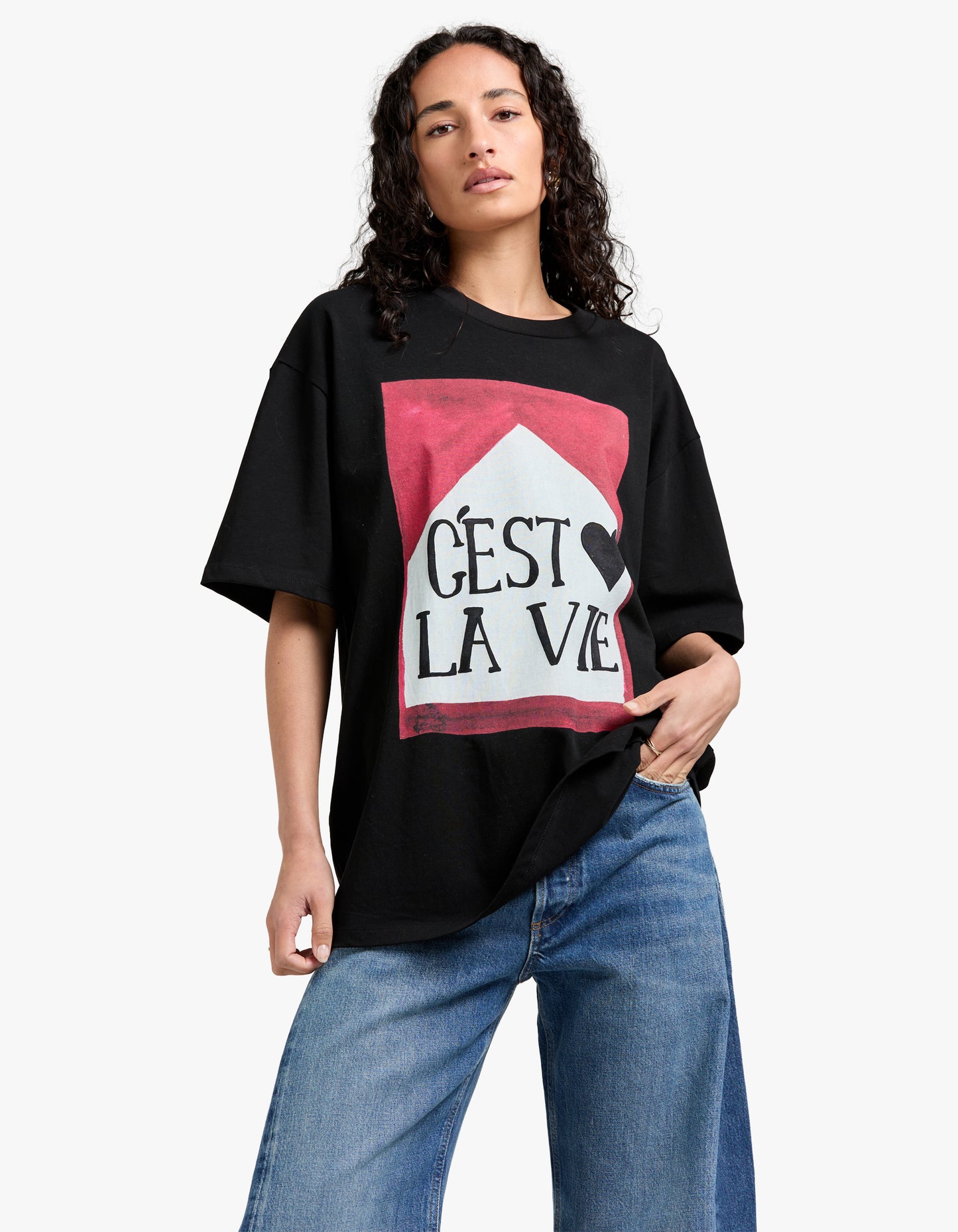 C'Est La Vie Oversize Tee - Black