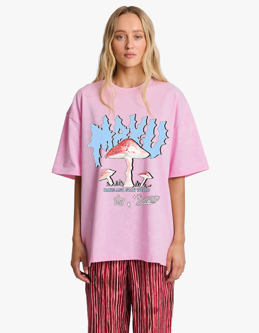 Stay Weird Oversize Tee - Baby Pink
