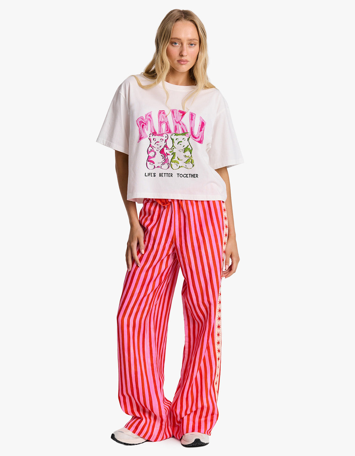 Lovers Bears Boxy Crop Tee - White