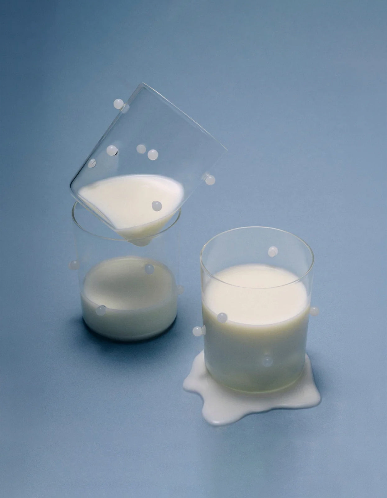 2 Medium Pomponette Gobelets - Clear / Opaque White