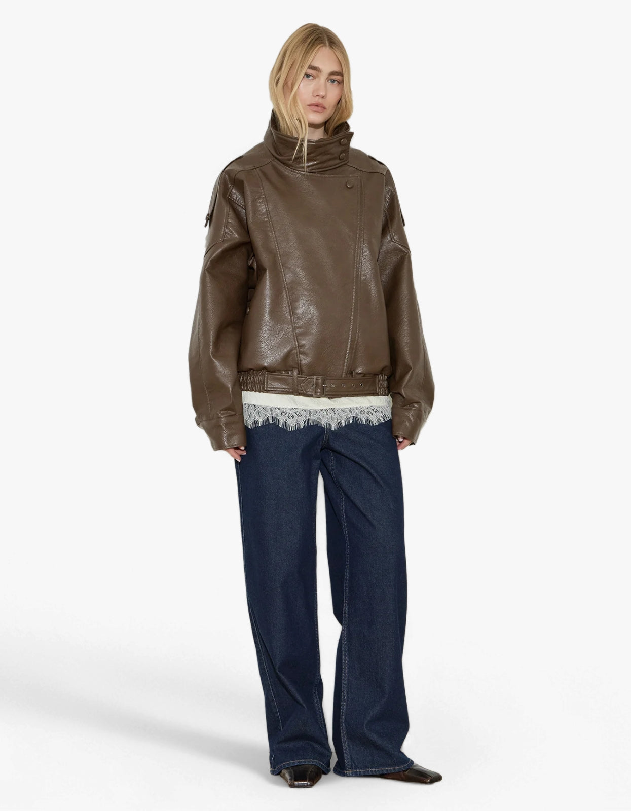Leather Bomber - Chocolate