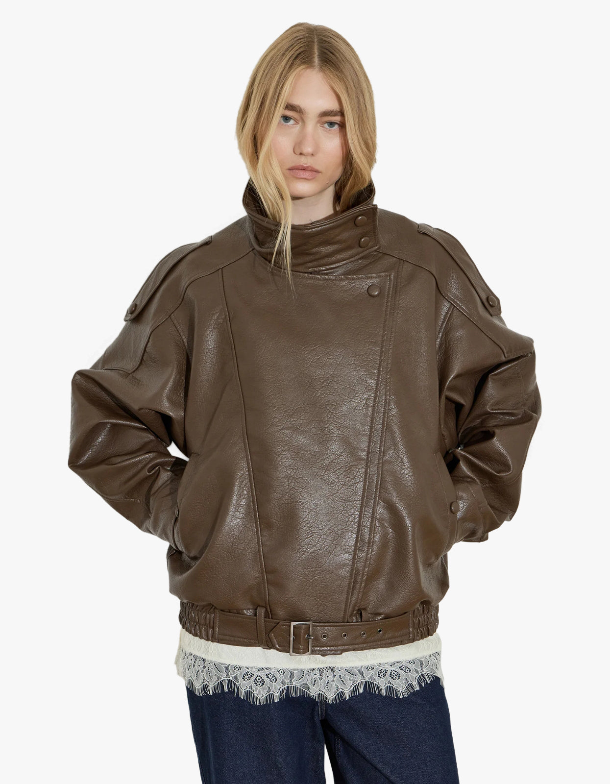 Leather Bomber - Chocolate