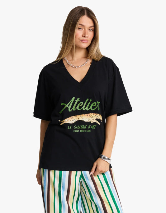 Atelier V-Neck Tee - Black