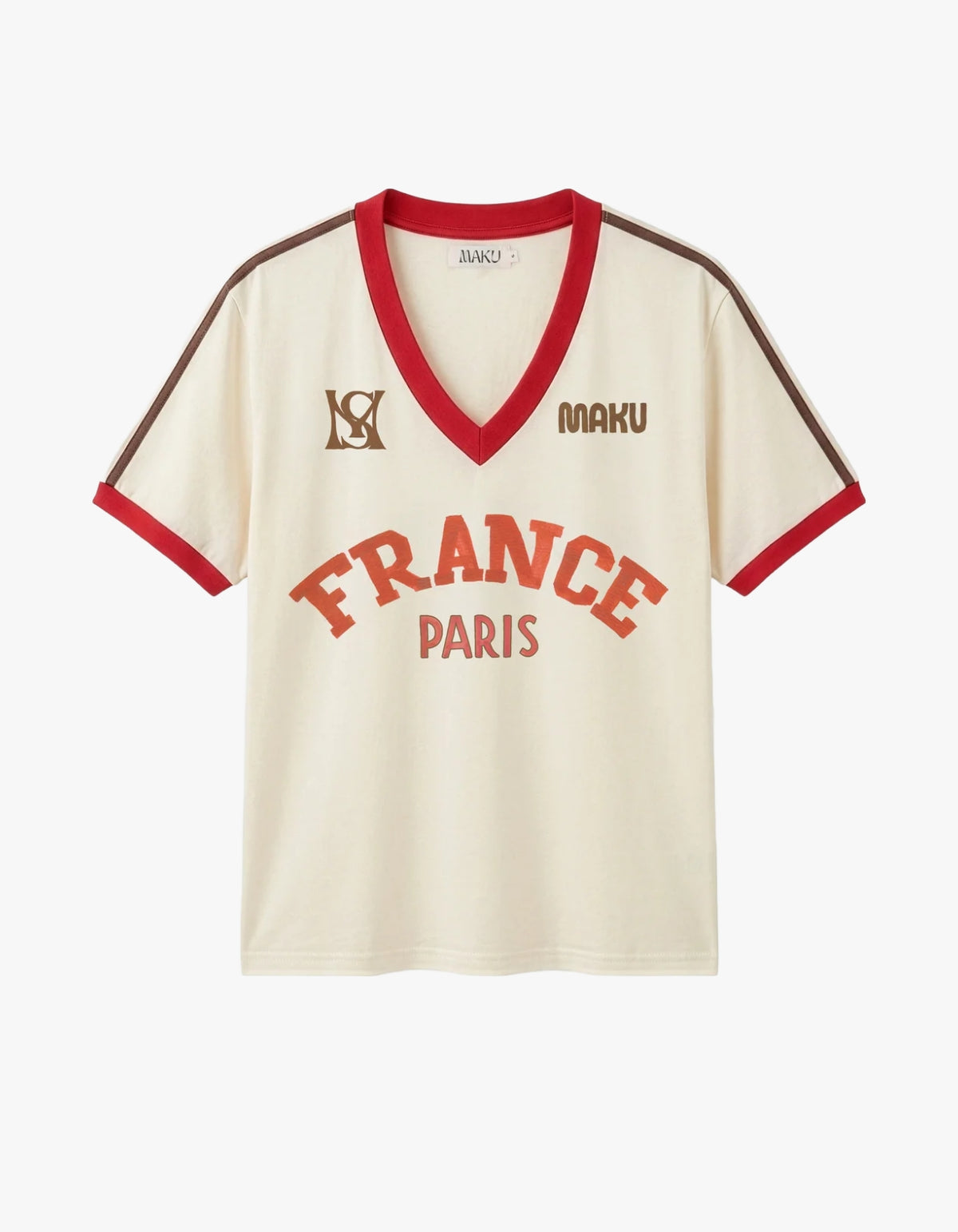 France V-Neck Tee - Ecru White