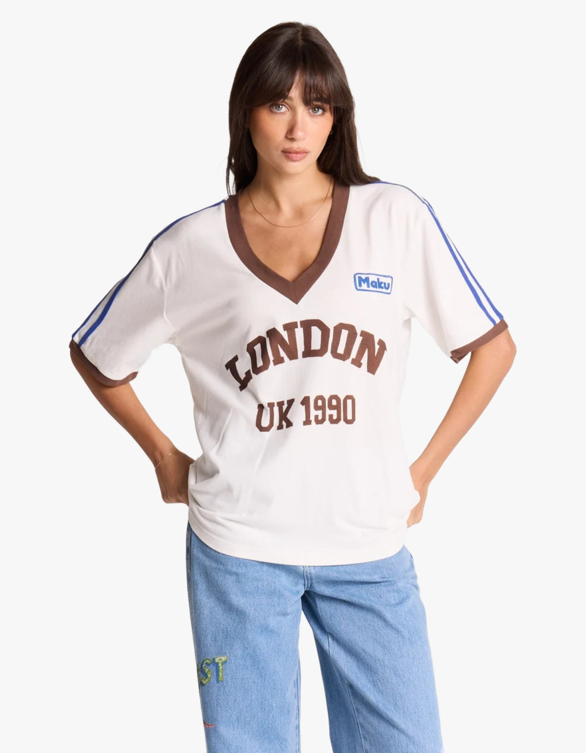 London V-Neck Tee - White