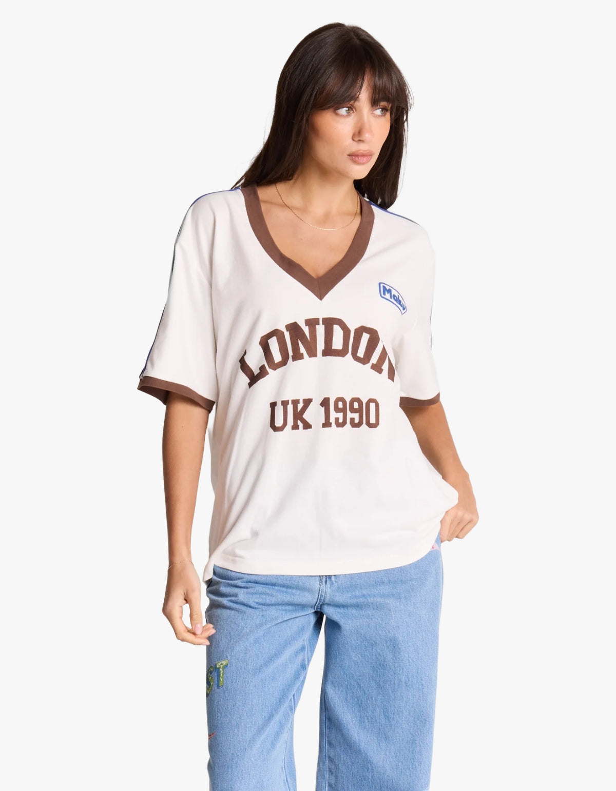London V-Neck Tee - White