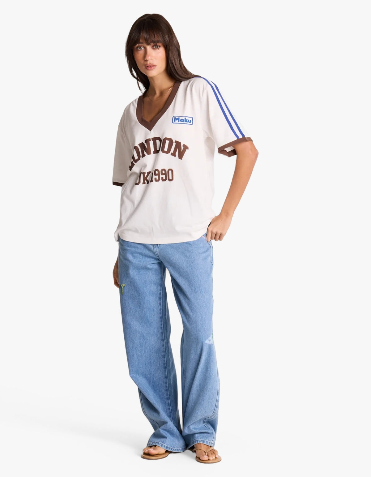 London V-Neck Tee - White
