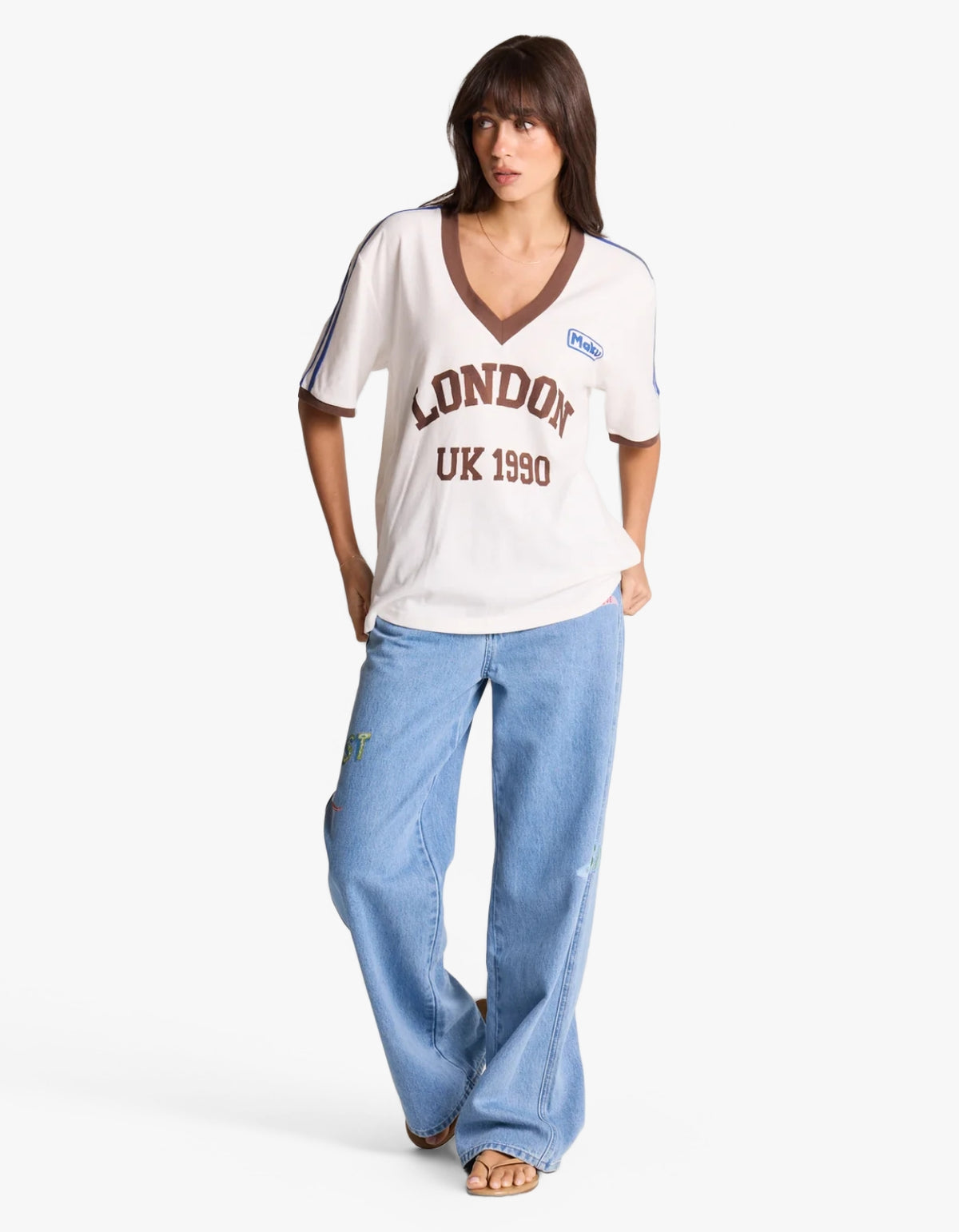 London V-Neck Tee - White