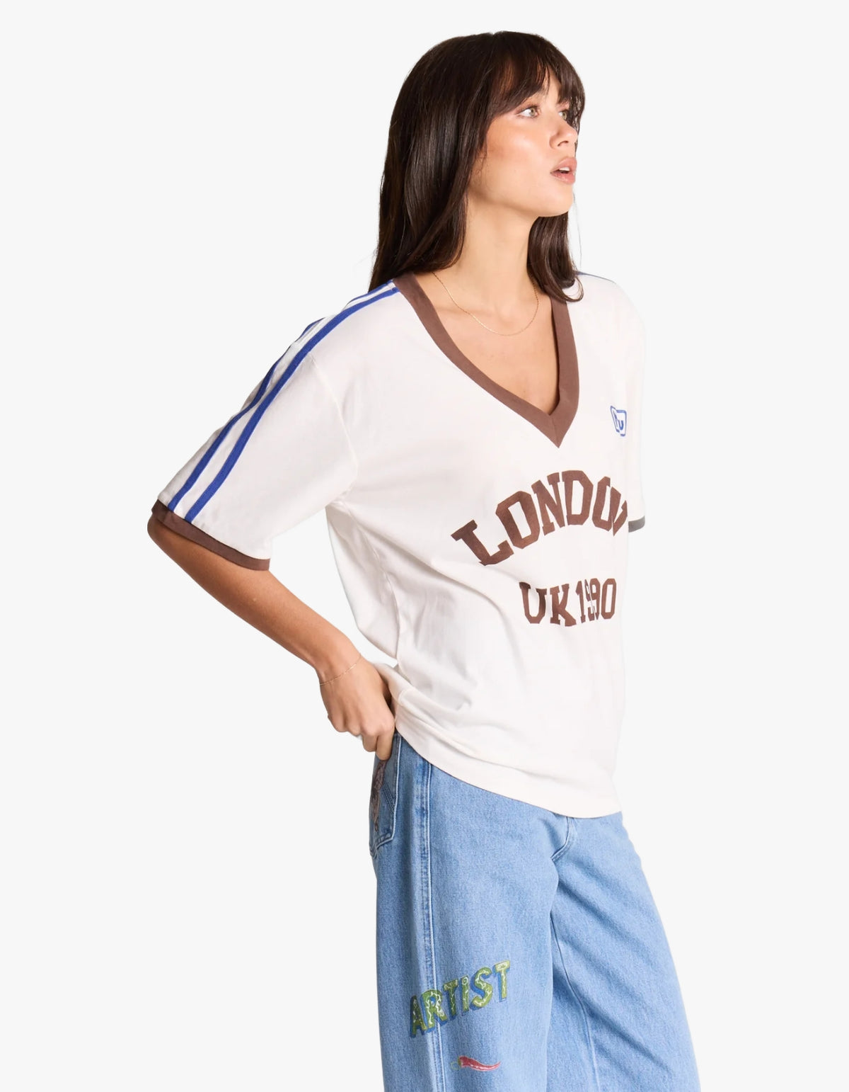 London V-Neck Tee - White