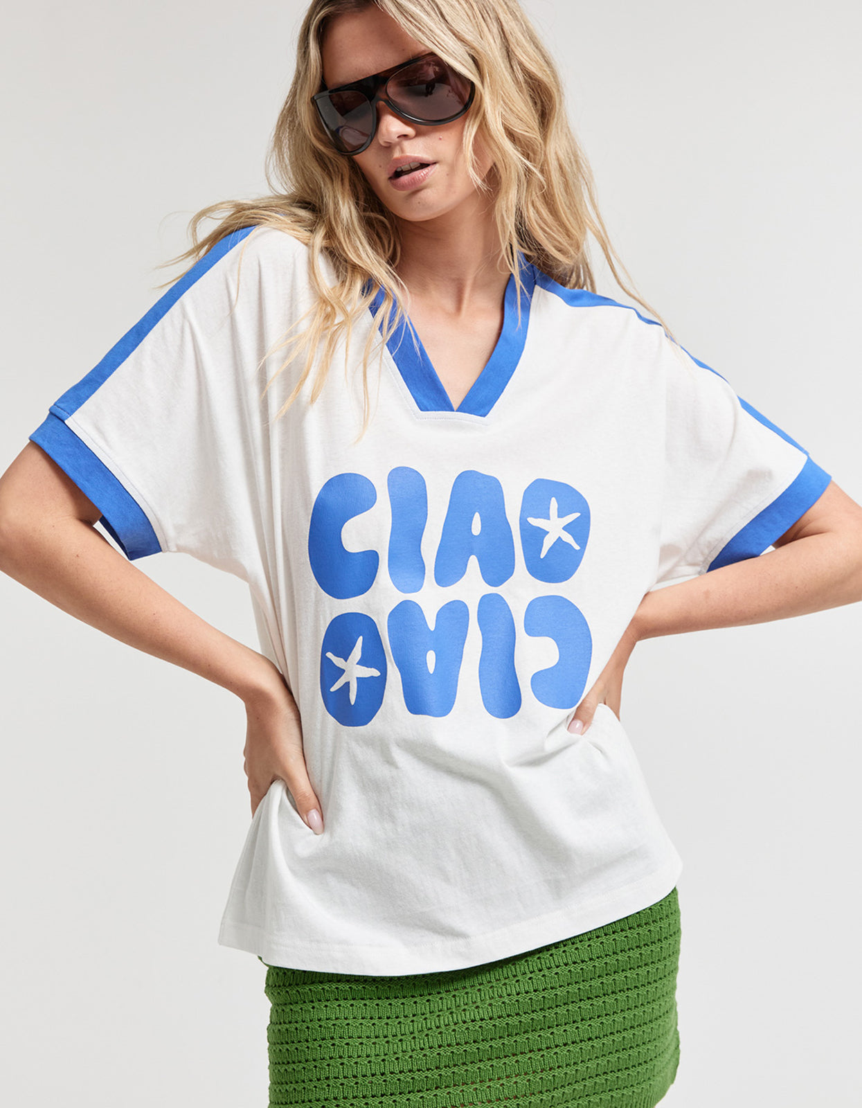 Mazzia Tee - White/Blue