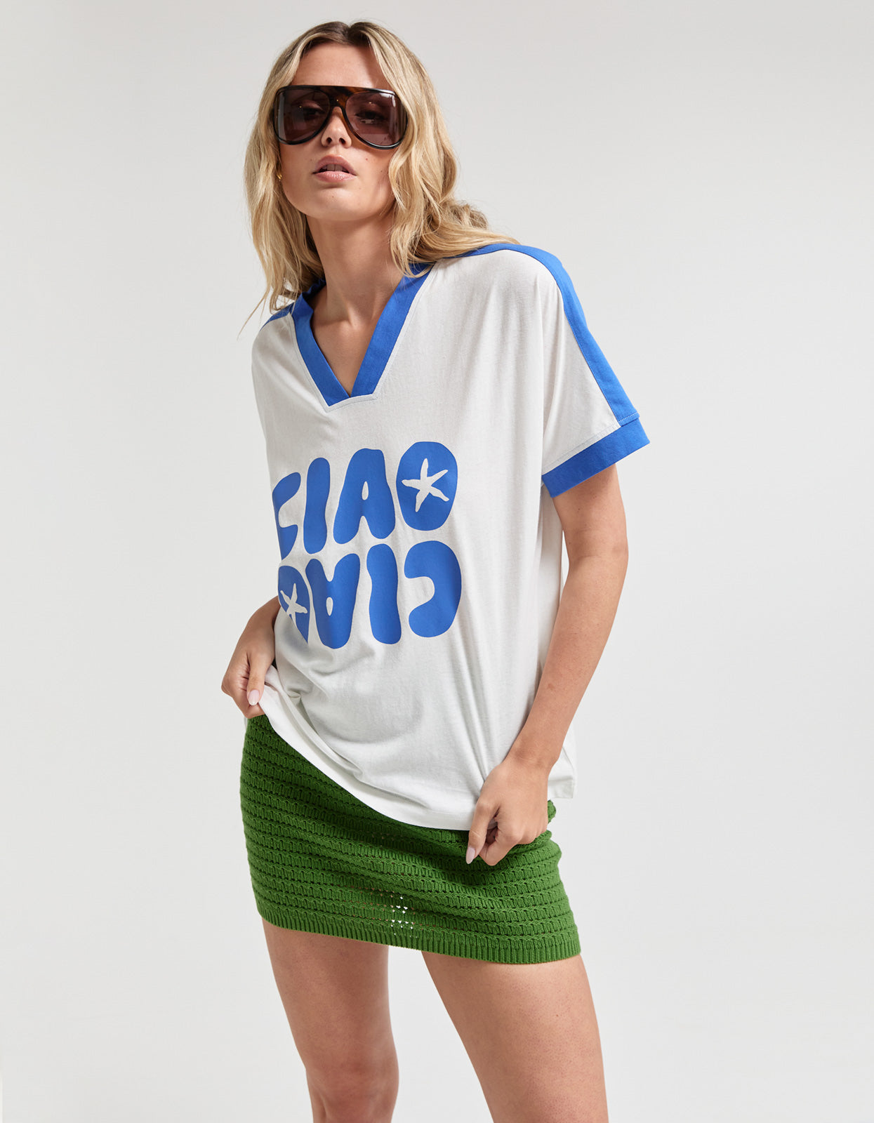Mazzia Tee - White/Blue