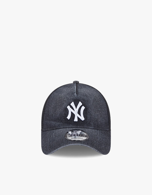 New York Yankees 9FORTY A Frame Trucker Cap - Washed Black Denim