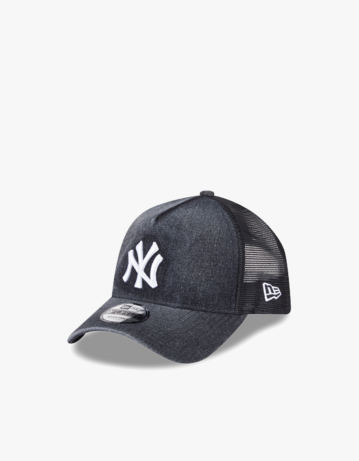 New York Yankees 9FORTY A Frame Trucker Cap - Washed Black Denim