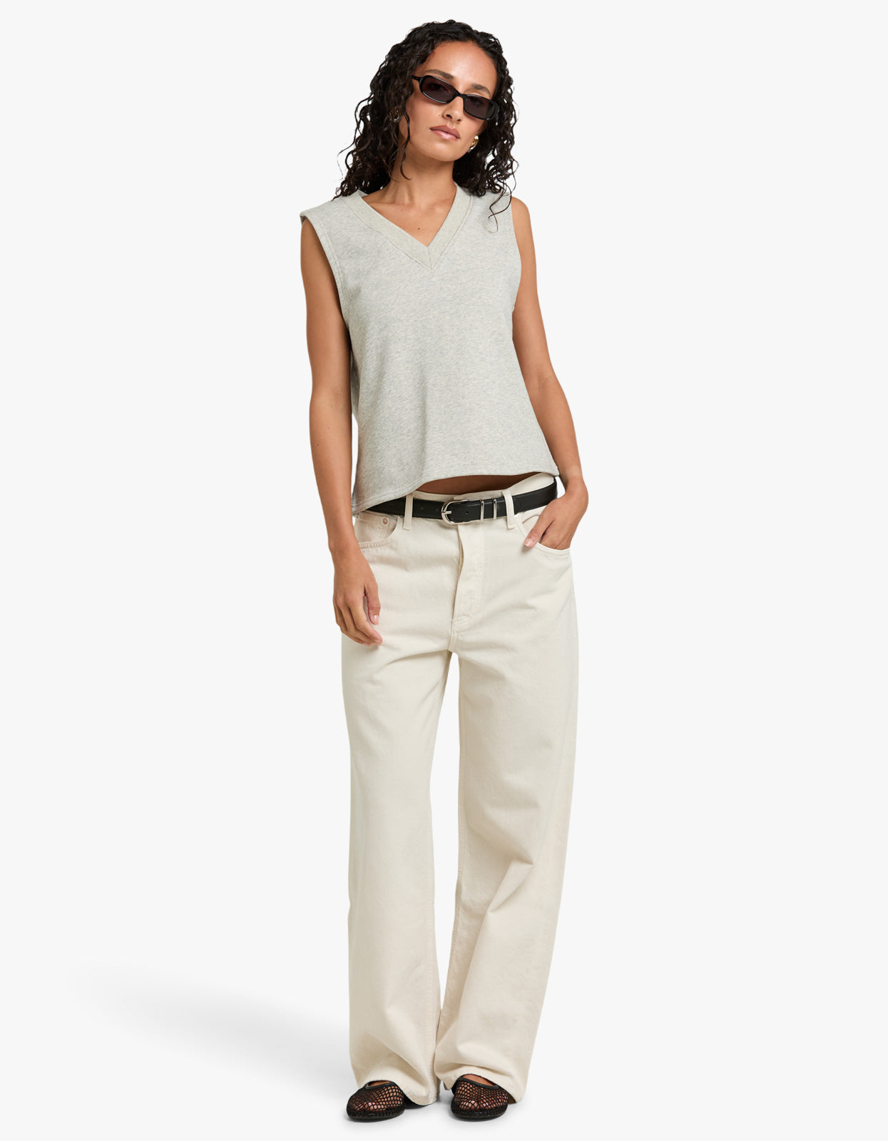 Terry 80S Muscle Top - Grey Marle