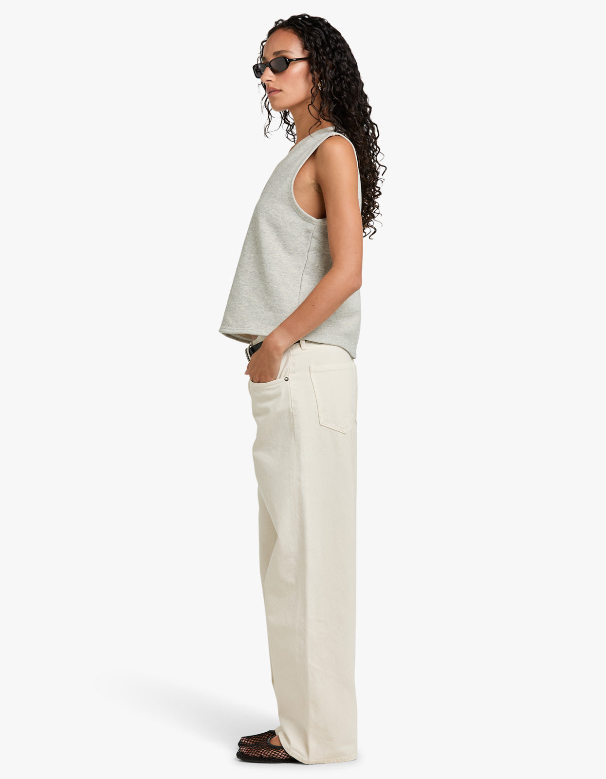 Terry 80S Muscle Top - Grey Marle