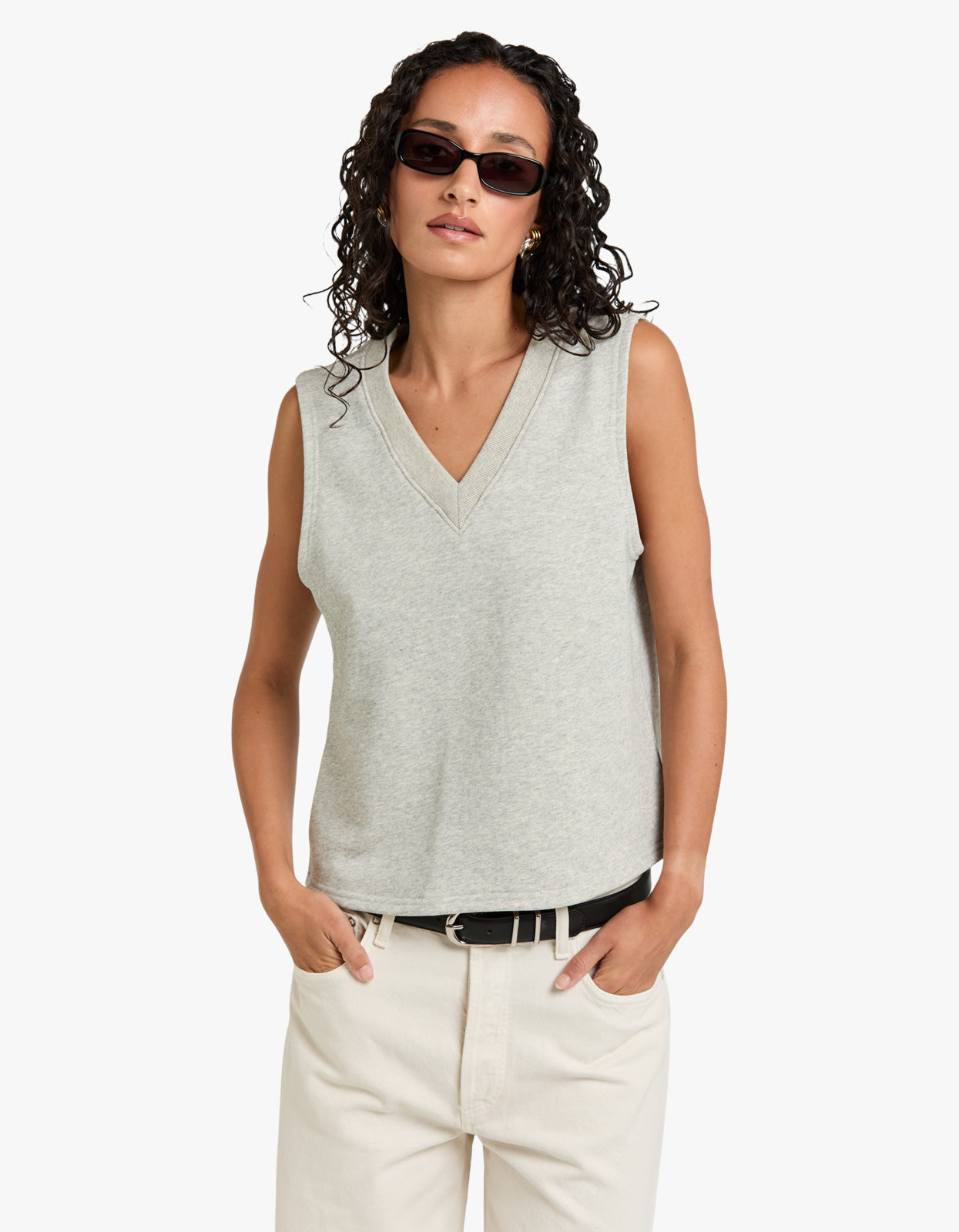 Terry 80S Muscle Top - Grey Marle