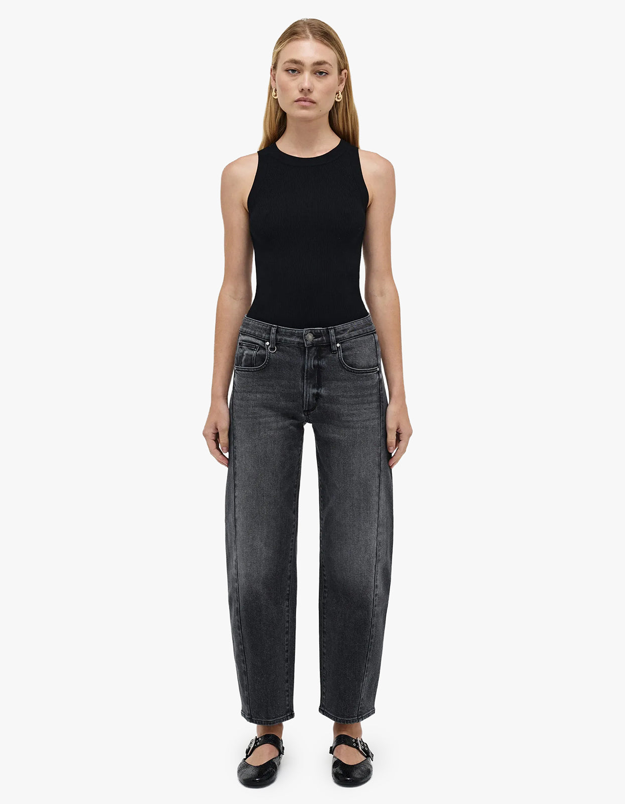 Amber Barrel Jean - Washed Black