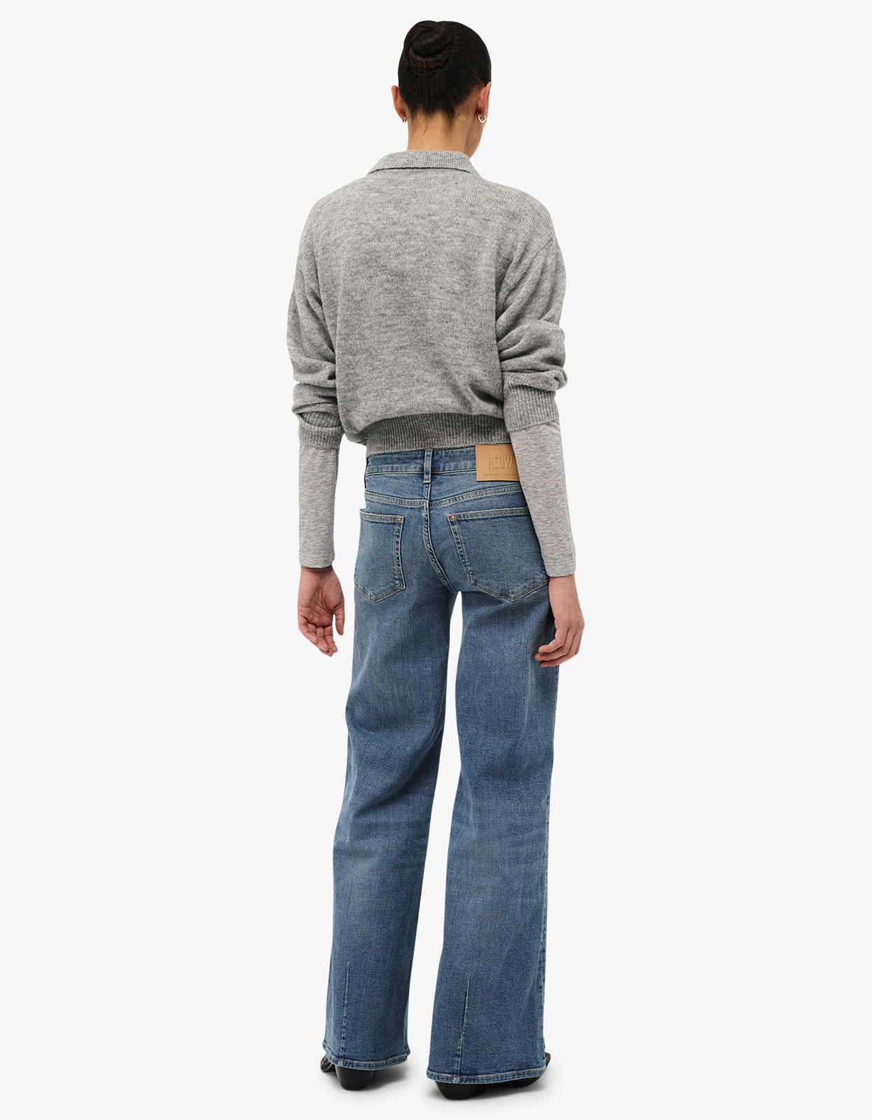 Fine Mohair Wool Polo - Grey Marle