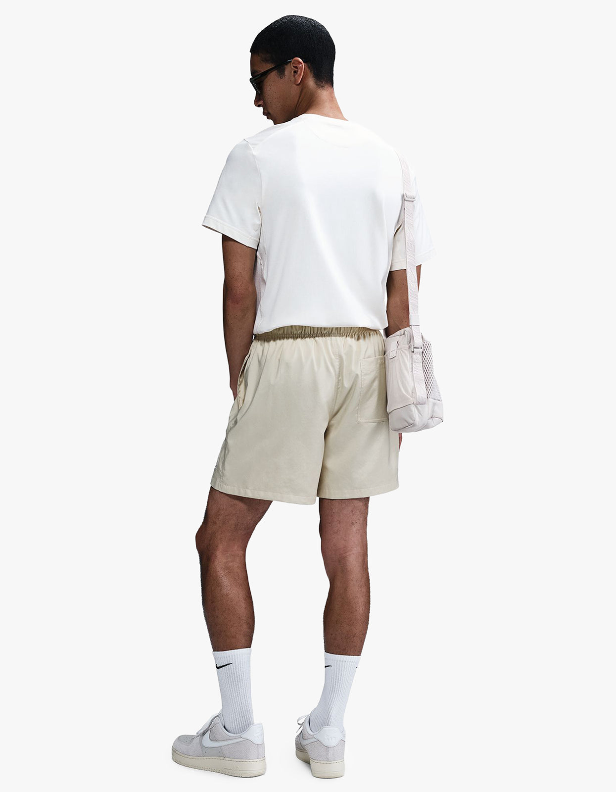 Mens Woven Flow Shorts - Light Khaki/White