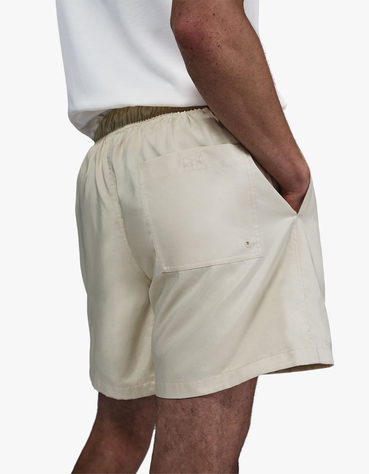Mens Woven Flow Shorts - Light Khaki/White