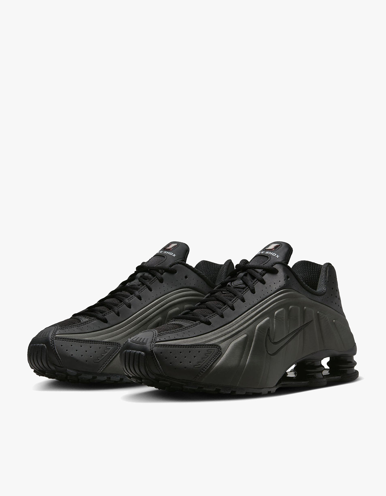Mens Nike Shox R4 - Black/Black/Bright Crimson