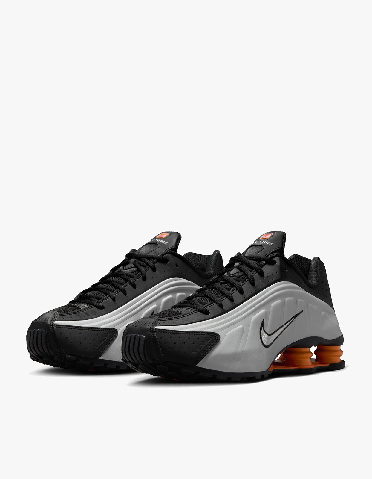 Mens Nike Shox R4 - Black/Vast Grey-Bright Mandarin