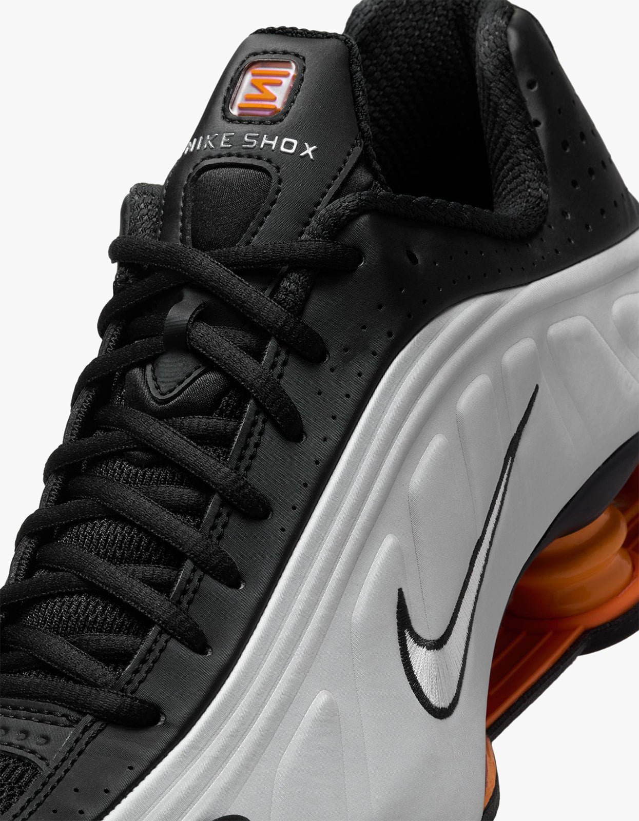 Mens Nike Shox R4 - Black/Vast Grey-Bright Mandarin