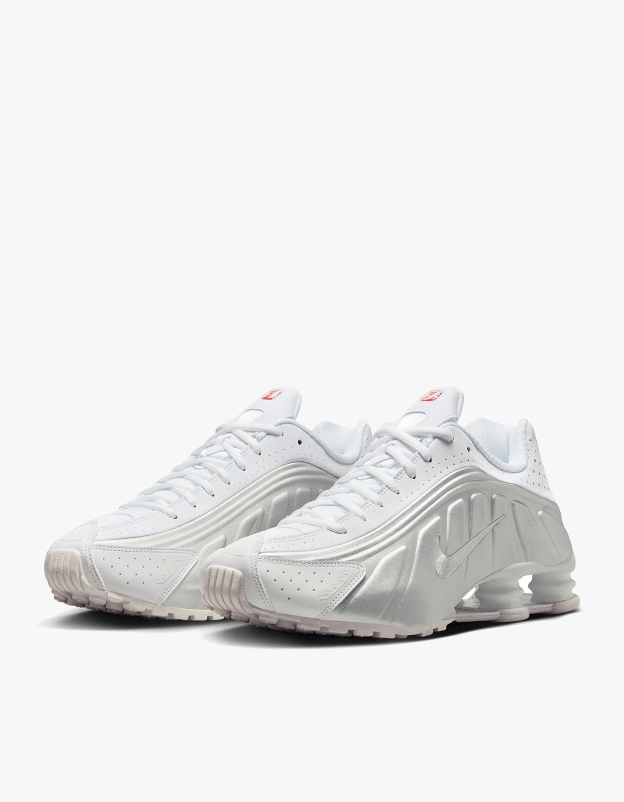 Mens Nike Shox R4 - White/Metallic Silver/White